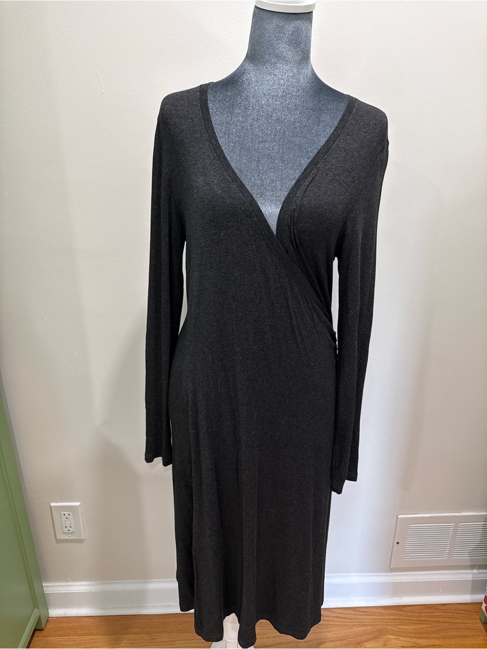 Esprit Charcoal Wrap-Style Long-Sleeve Dress - Picture 3 of 12